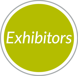 Round green navigational button to Exhibitors