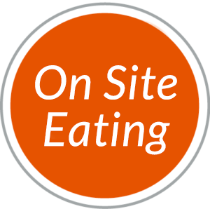 Round red navigational button to On Site Eating