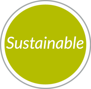 Round green navigational button to Sustainable Hospitality 