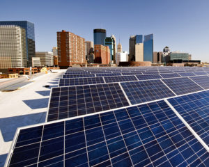 Minneapolis Convention Center rooftop with solar panels