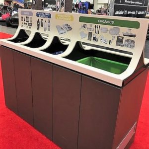 Kelber receptacle sort into four types of recycle and garbage