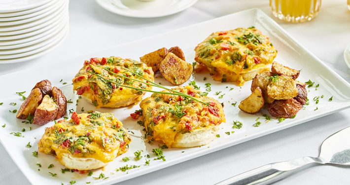 Breakfast open faced vegetarian sandwich